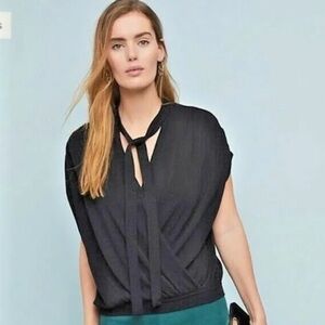NWT Anthropologie | Women’s Black Rambuteau Sleeveless Tie Neck Sweater Size S